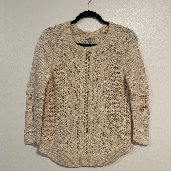Lucky Brand Sweater Women’s Size Large Cream Pointelle knit Sweater - Picture 10 of 12